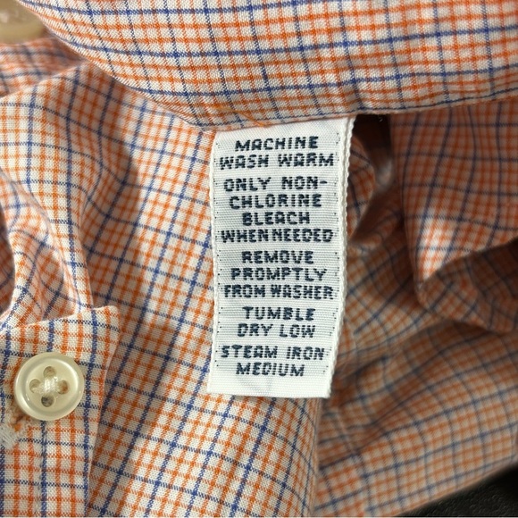POLO Ralph Lauren Button Down Shirt Men's Blake 100% Cotton Orange Blue Sz XL - Picture 5 of 8